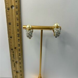 Clip on Elegant Pearl and Crystal Earrings